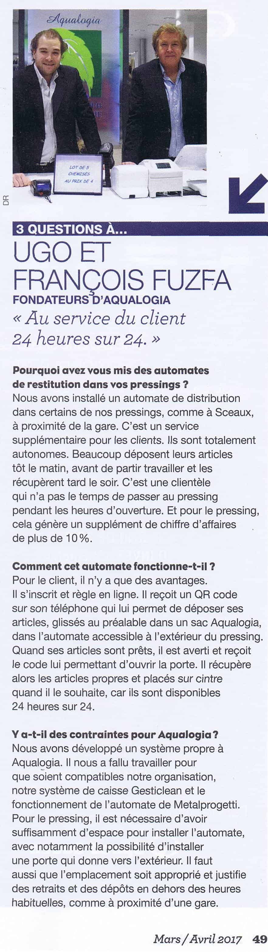 3 questions à Ugo et François Fufza, fondateurs du pressing Aqualogia