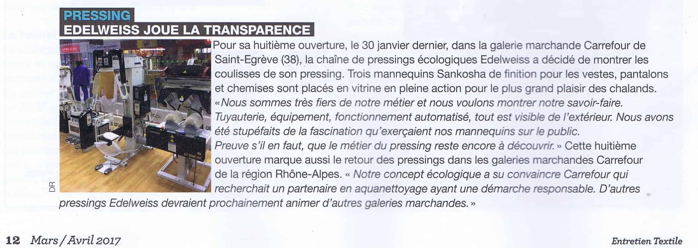 Pressing : Edelweiss joue la transparence